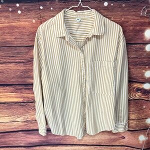 Aerie Beige Striped Button Down Shirt
